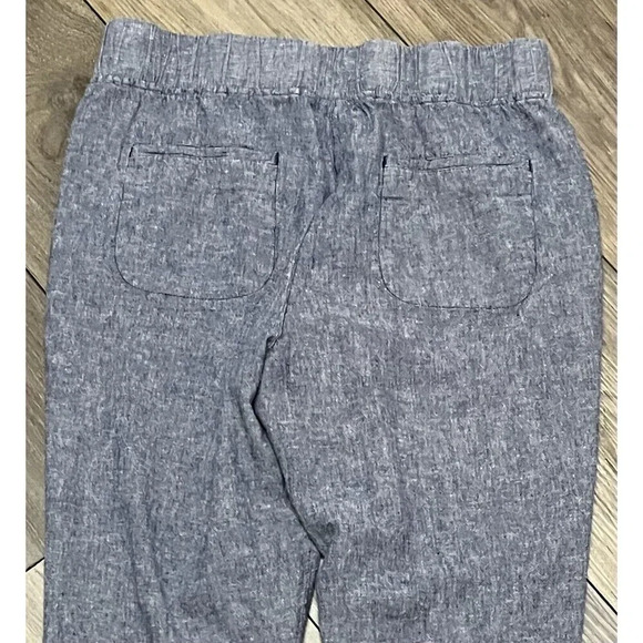 Womens VanHeusen Linen Mid Rise Skinny Crop Blue Joggers Size 10 Beach Boho - Picture 8 of 9